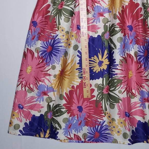 Only Necessities House Dress 1X Floral Multicolor Midi Pocket Button Hippie Vtg - Picture 6 of 7